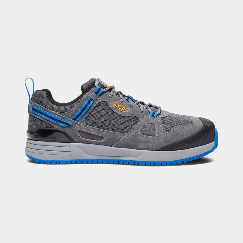 Keen Springfield Aluminum Toe Mens Work Shoes Grey/Blue Discount (1250-WKJVB)